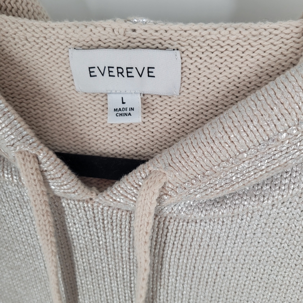 Evereve Silver Oatmeal Aspen Metallic Hoodie Size L New - Picture 3 of 6